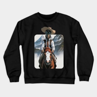 Terrifying Alien Cowboy Riding Horse Crewneck Sweatshirt